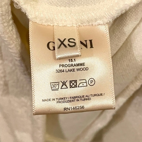 GANNI | White Textured Viscose Mockneck Short Sleeve Dress | Women’s Size XS - Picture 6 of 8